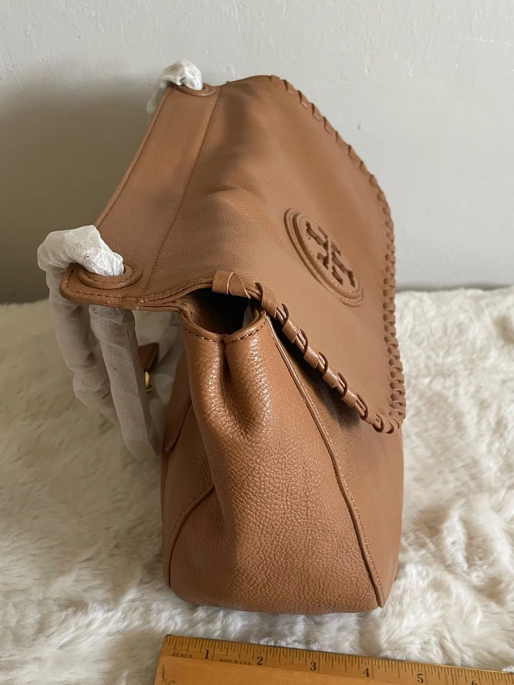 NWT Tory Burch Marion Whipstitch Leather Shoulder Bag in Saddle Brown